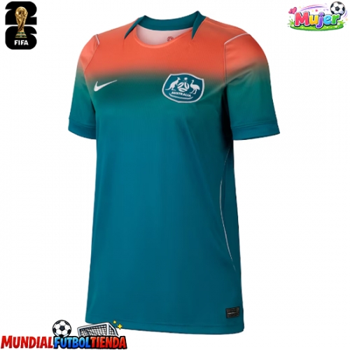 Camiseta Australia Segunda Equipación Replica Mundial 2026 para mujer mangas cortas